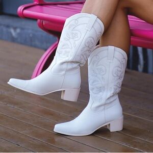 Cowboy Boots For Women Pointy Toe Mid Calf Boots